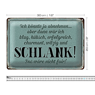 Blechschild Spruch 30x20cm könnte abnehmen dann klug hübsch
