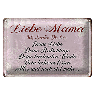 Blechschild Spruch 30x20cm liebe Mama ich danke dir Liebe