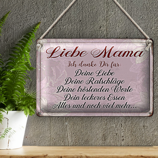 Blechschild Spruch 30x20cm liebe Mama ich danke dir Liebe