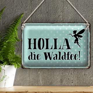 Blechschild Spruch 30x20cm Holla die Waldfee