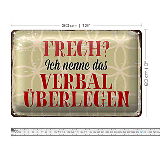Blechschild Spruch 30x20cm frech nenn das verbal überlegen