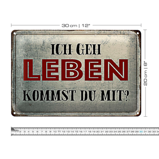 Blechschild Spruch 30x20cm geh leben kommst du mit Retro