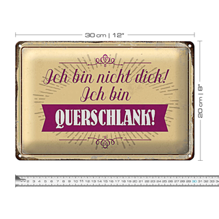 Blechschild Spruch 30x20cm bin nicht dick ich querschlank