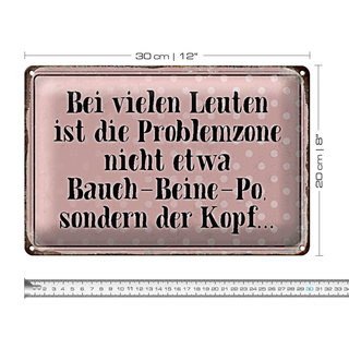 Blechschild Spruch 30x20cm Problemzone ist der Kopf Retro