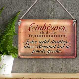 Blechschild Spruch 30x20cm Einhörner sind wie Traummänner