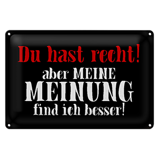 Blechschild Spruch 30x20cm du hast recht aber meine Meinung