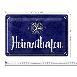 Blechschild Spruch 30x20cm Heimathafen Kompass Anker