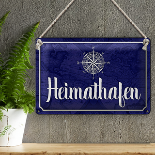 Blechschild Spruch 30x20cm Heimathafen Kompass Anker