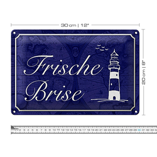 Blechschild Spruch 30x20cm Frische Brise Meer Leuchtturm