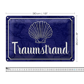 Blechschild Spruch 30x20cm Traumstrand Meer Urlaub