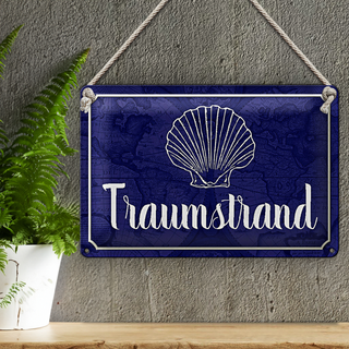 Blechschild Spruch 30x20cm Traumstrand Meer Urlaub