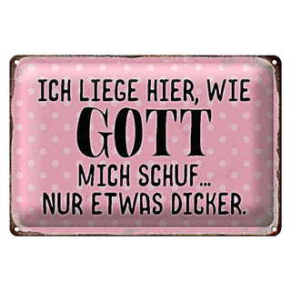 Blechschild Spruch 30x20cm liege hier wie Gott mich schuf