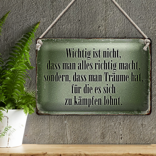 Blechschild Spruch 30x20cm wichtig Träume haben und kämpfen
