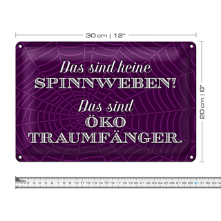 Blechschild Spruch 30x20cm keine Spinnweben Öko Traumfänger