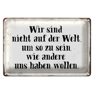 Blechschild Spruch 30x20cm sind nicht auf Welt wie andere