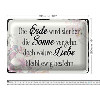 Blechschild Spruch 30x20cm wahre Liebe bleibt ewig bestehn