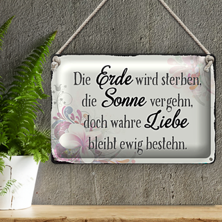 Blechschild Spruch 30x20cm wahre Liebe bleibt ewig bestehn