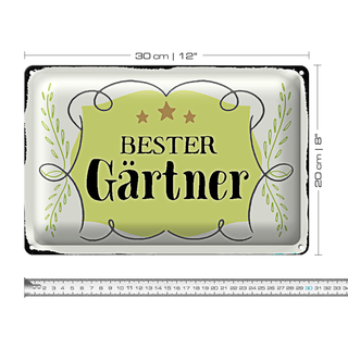 Blechschild Garten 30x20cm bester Gärtner