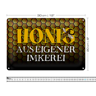 Blechschild Spruch 30x20cm Honig aus eigener Imkerei Biene