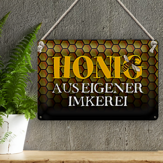 Blechschild Spruch 30x20cm Honig aus eigener Imkerei Biene