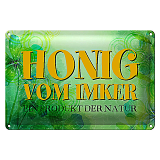 Blechschild 30x20cm Honig vom Imker ein Produkt der Natur Werbung Werbeschild