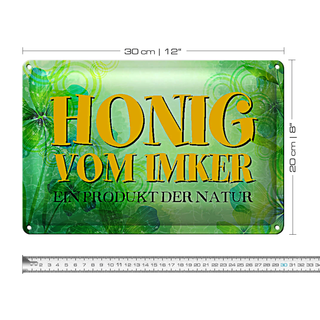 Blechschild 30x20cm Honig vom Imker ein Produkt der Natur Werbung Werbeschild