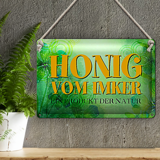 Blechschild 30x20cm Honig vom Imker ein Produkt der Natur Werbung Werbeschild