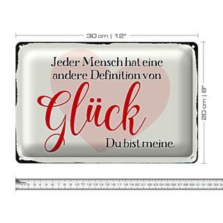 Blechschild Spruch 30x20cm jeder Mensch Glück du bist meine