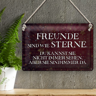 Blechschild Spruch 30x20cm Freunde sind wie Sterne