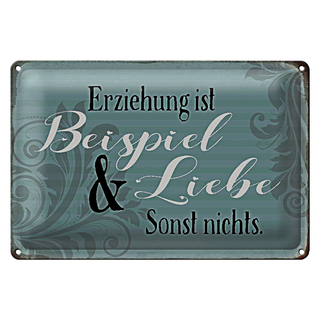 Blechschild Spruch 30x20cm Erziehung ist Beispiel und Liebe