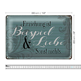 Blechschild Spruch 30x20cm Erziehung ist Beispiel und Liebe