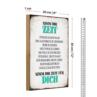 Holzschild Spruch 20x30cm nimm dir Zeit für dich glücklich