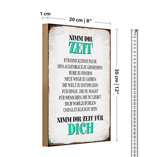 Holzschild Spruch 20x30cm nimm dir Zeit für dich glücklich