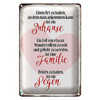 Blechschild Spruch 20x30cm Zuhause Familie Segen Herz