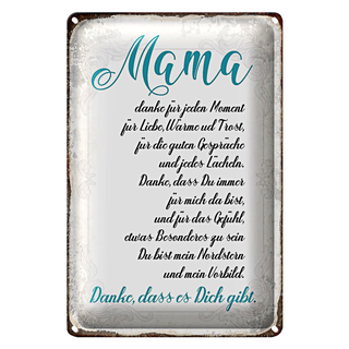 Blechschild Spruch 20x30cm Mama Danke dass es Dich gibt