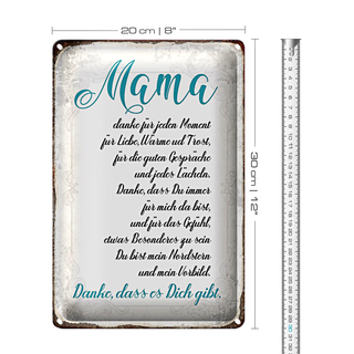 Blechschild Spruch 20x30cm Mama Danke dass es Dich gibt