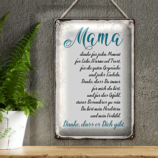 Blechschild Spruch 20x30cm Mama Danke dass es Dich gibt