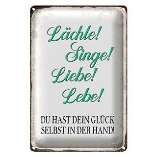 Blechschild Spruch 20x30cm Lächle Singe Liebe Lebe Glück