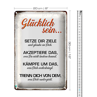 Blechschild Spruch 20x30cm glücklich sein glaube an dich