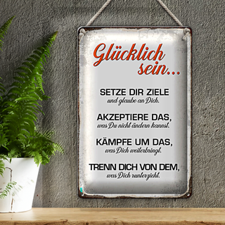 Blechschild Spruch 20x30cm glücklich sein glaube an dich