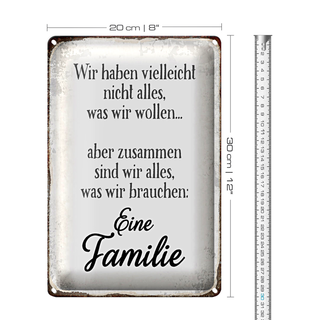 Blechschild Spruch 20x30cm eine Famile zusammen wir alles