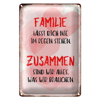 Blechschild Spruch 20x30cm Familie lässt dich nie im Regen
