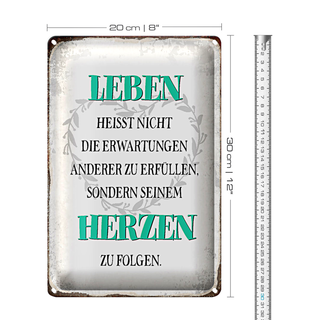 Blechschild Spruch 20x30cm Leben seinem Herzen zu folgen