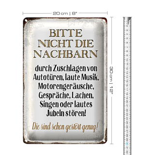 Blechschild Spruch 20x30cm bitte nicht die Nachbarn stören