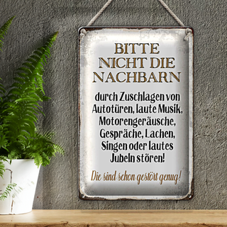 Blechschild Spruch 20x30cm bitte nicht die Nachbarn stören