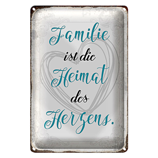 Blechschild Spruch 20x30cm Familie ist Heimat des Herzens
