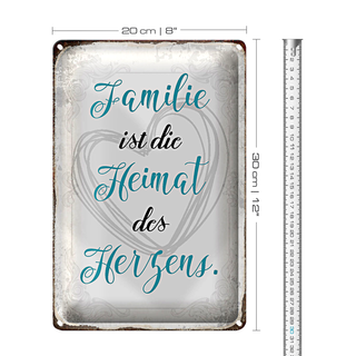 Blechschild Spruch 20x30cm Familie ist Heimat des Herzens