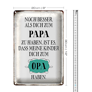 Blechschild Spruch 20x30cm Papa noch besser dich zum Opa