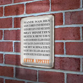 Blechschild Spruch 20x30cm Hände waschen guten Appetit