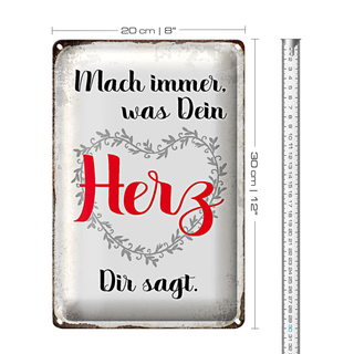 Blechschild Spruch 20x30cm mach immer was Dein Herz sagt